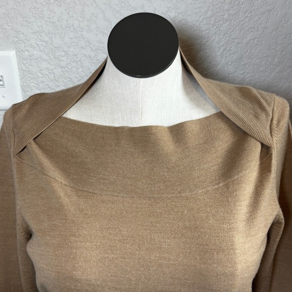 Banana Republic Extra Fine Merino Wool Boat Neck Sweater Top Women's XL Brown - Picture 4 of 8